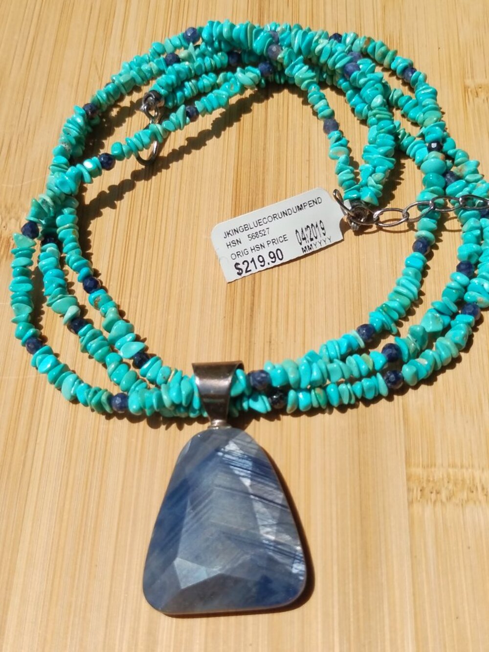 Jay King DTR Turquoise necklace Corundum Sapphire pendant 925 Sterling Silver